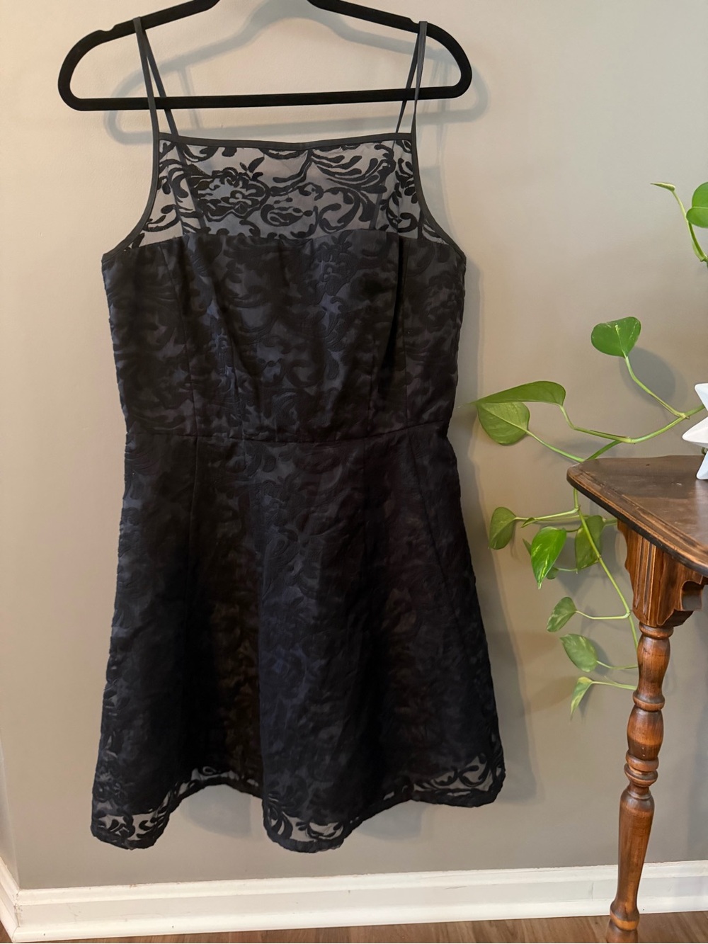 Calvin Klein Black Floral Lace Mini Dress